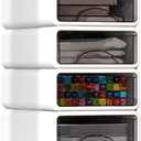 Desk Organizer with Drawers, Stackable Storage Drawers with Compartments Desktop Organization for Office Supplies, Makeup, Pencils, Tape, Erasers, Paperclips, Chargers (4 Pack White)