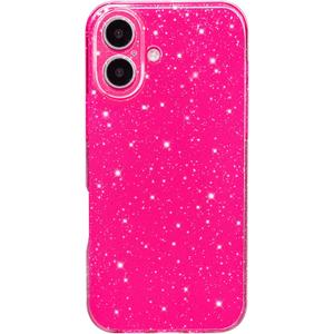 Hython Case for iPhone 17 Case Glitter Cute Sparkly Shiny Bling Sparkle Phone Cases 6.3", Thin Slim Fit Soft TPU Bumper Shockproof Rubber Protective Cover for Women Girls Girly, Hot Pink
