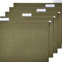 Amazon Basics Hanging File Folders for Documents, Letter Size, 1/5-Cut Adjustable Tabs, Standard Green, 50 Count