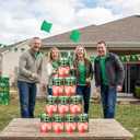 37 Pcs St. Patrick's Day Party Game Knockdown Can Set, 2 in 1 Bean Bag Toss and Slingshot Shooting Game with Metal Cans Bean Bags Slingshots Foam Balls for Family Gathering Carnival Party