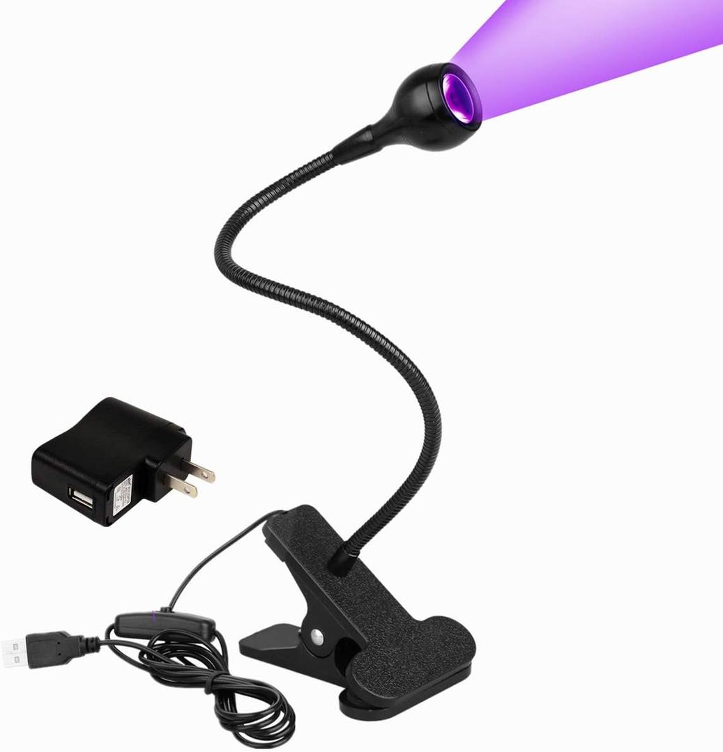 3W 395NM LED Black Light, Flexible Gooseneck UV Blacklight for Satin Detection, Lamp for Blacklight Poster and Party, Ultraviolet Curing Lamp for Fluorescent Paint