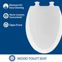 Mayfair 18440EC Open Front Toilet Seat and Lid, Easy Clean Hinges and Durable Wood Seat, Made in USA, Elongated, White