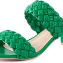 N.N.G Women Heels Sandals Braided Block Nude Summer Chunky Square Leather Woven Comfort Strappy Dress Casual Pumps Mules (8)