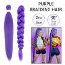 Purple Braiding Hair Pre Stretched 30 Inch - Purple Hair Extensions for Braids Long Synthetic Yaki Braiding Hairs DIY Braids Ponytail for Stage Party Halloween Cosplay 2 Pack