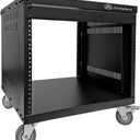 AxcessAbles 8U 19 Homelab Server Rack | 550-LB Capacity | Open Frame with Removable Side Panels | Rolling Rack Cabinet w/Locking 3 Casters | Network, AV & Studio Gear | Includes 5mm & 6mm Screws, 20.5" x 18" x 20.5"