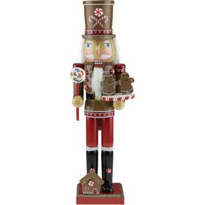 Clever Creations Red Gingerbread Baker 15 Inch Traditional Wooden Nutcracker, Festive Christmas Dcor for Shelves and Tables
