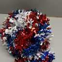 66FT 4th of July Patriotic Tinsel Garland, Glitter Tinsel Garlands Metallic Holiday Streamers for Memorial Day Independence Day Indoor Outdoor Holiday Party Decor (White)