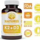 Vitamin K2 (mk7) with D3 Supplement for Best Absorption - 2-in-1 Support for Heart Health and Strong Bones | Vitamin D & K Complex | D3 5000 IU + K2 100 mcg | GMO & Gluten Free - 60 Count
