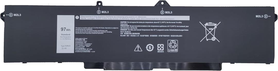 9JRV0 Replacement Laptop Battery Compatible with Dell Latitude 5521 5531 / Precision 3561 3571 / Alienware m17 R5 AMD Series Laptop 00P3TJ 0P3TJ 0R05P0 R05P0 05RGW - 11.4V 97Wh