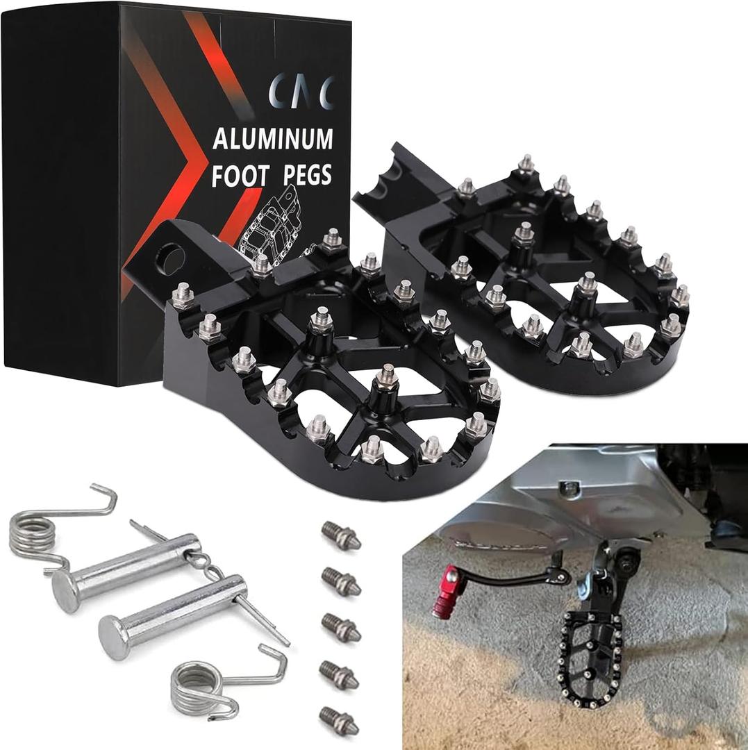 JFG RACING Dirt Bike Foot Pegs,Universal CNC Motorcycle Pit Mini Bike Pegs for YZ KX TTR PW XR CRF 50 70 80 85 100 110 Tao Tao DB-X RFZ Lifan KAYO - Black