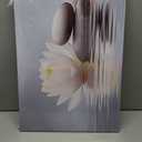 QIXIANG Zen Wall Art Black Stones and White Lotus Flowers Picture on Canvas Prints for Yoga Spa Meditation Bathroom Decor with Framed (Zen Stones Lotus -3, 16.00" x24.00")