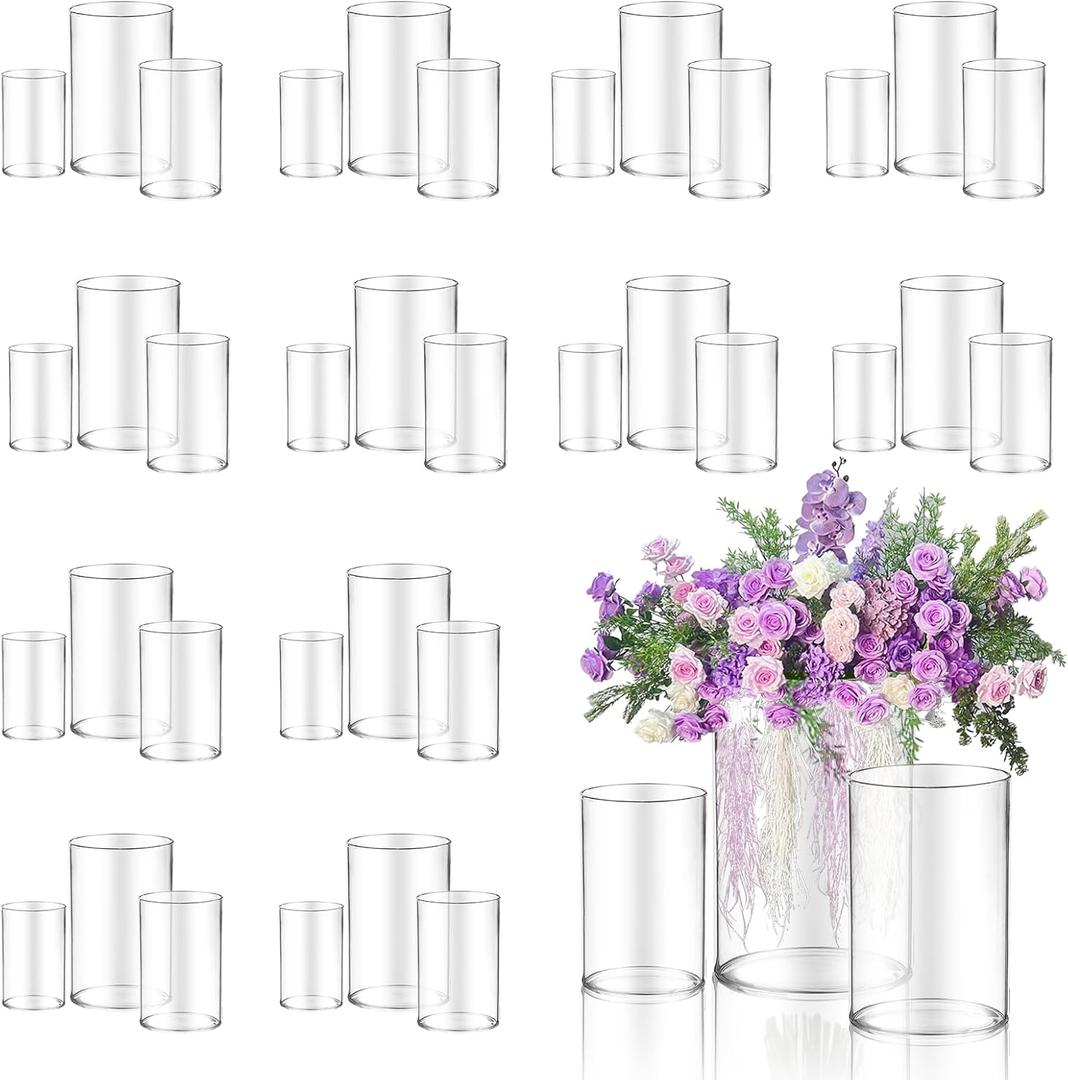 36pcs Glass Vase Cylinder for Centerpieces Small Flower Glass Clear Home Decor Centerpiece Table Flower Vase Decorations for WeddingHoliday 4,4.7,6Inch Tall