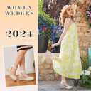 Putu Espadrilles Wedges for Women Closed Toe Wedge Sandals Elastic Ankle Strap Wedge Shoes White Size 7.5