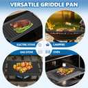 SafBbcue Cast Iron Pot, Griddle Pan Hot Plate Ridged Surface, Pre-Seasoned, Grill for Stovetop, Oven, Grill & Campfire, Suitable for Outdoor Cooking Kitchen and Patio Backyard, 17 x 11in