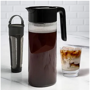 Goodful Cold Brew Iced Coffee Maker, Durable, Shatterproof Tritan Pitcher, Leak-Proof Lid, Large Capacity with Deluxe Stainless Steel Filter, 2.25-Quart, Blac