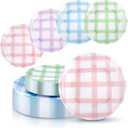 Liacere 32PCS Colorful Gingham Plastic Plates - Pink Green Gingham Plastic Plates Purple Blue 4 Colors Disposable Tableware Party Wedding Spring Holiday SuppliesSummer (Lattice)