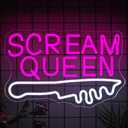 NOSUN Scream Queen Neon Sign for Wall Decor Dimmable Neon Knife Sign LED Light Sign for Teen Girl Boy Child Letter Pink Neon Sign Room Dorm Art Wall Decor