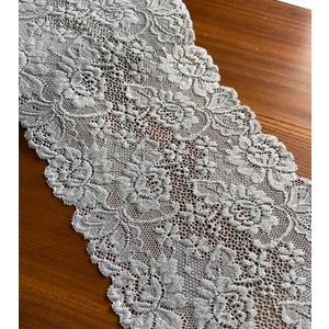 6 Inches Wide White Stretchy Lace with Floral Pattern for Bridal Wedding Decorations, Sewing DIY Making and DIY Crafts- 5 Yards (7227 Grey)