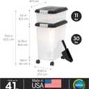 IRIS USA Dog Food Storage Container 30 lb + 11lb Airtight Combo, Stackable Pet Food Storage Bin with Wheels for Cat Dog Food, BPA Free, Made in USA, Black