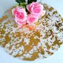 Disposable Gold Placemats Set of 100 Metallic Thin Round 13 Inch Gold Doilies Mesh Pressed Fall Table Placemates 100 Pack Charger Plates for Wedding, Birthday Party
