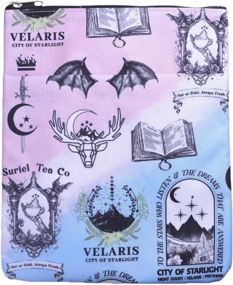 Fantasy Book Cover Markers for Reading, VELARIS Book Sleeve, Dark Fairytale Book Covers, Gifts for Men Women Book Lovers, Readers Sleeve Gift Paperback Book Cover with Zipper (Rose A)