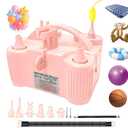 4-in-1 Electric Balloon Pump for All Balloons, Inflatables, and Sports Balls, Portable High Power Triple Inflating Ports for Latex Foil 260q Mylar Balloon (Pink)