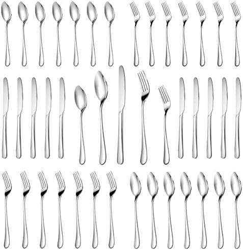 MUTNITT Only 21 Pcs Silverware Set Service for 6,Premium Stainless Steel Flatware Set,Mirror Polished Cutlery Utensil Sets,Durable Kitchen Eating Tableware Sets,Include Fork Knife Spoon,Dishwasher Safe