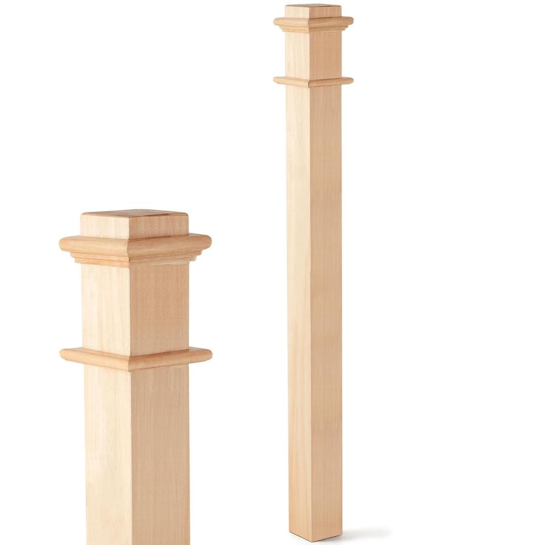 3 x 48 Wood Box Newel Stair Newel Post Solid Poplar Notched Interior Railing Newel Stair Post Wood Balusters for Staircase Handrails