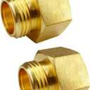 3/4 GHT Male x 1 NPT Female Connector, Brass Garden Hose Fitting, Adapter, Industrial Metal Brass Garden Hose to Pipe Fittings Connect (2 Pack)