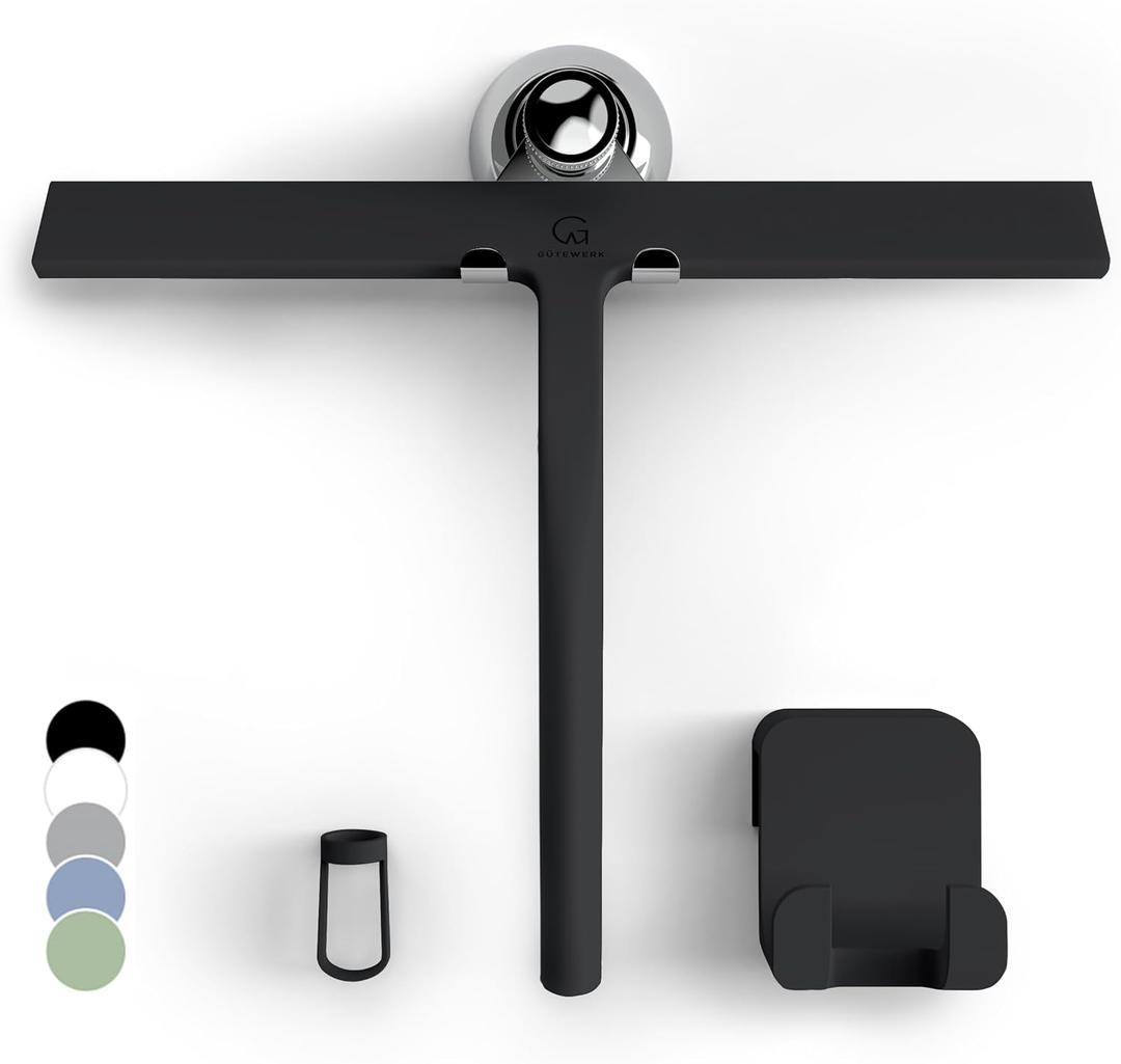 GTEWERK Shower Squeegee for Glass Doors, Silicone Window Squeegee, Bathroom and Glass Cleaning - Black - 11 Inch GTEWERK Shower Squeegee for Glass Doors, Silicone Window Squeegee, Bathroom and Glass Cleaning - Black - 11 Inch