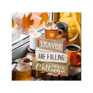 Lineshading 4 Pcs Summer Table Decorations Wooden Beach Coffee Decor Summer Tiered Tray Decor Farmhouse Crabby Before Coffee Block Signs Gifts for Beach Nautical Party Home Office Decorations