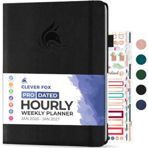 Clever Fox Planner PRO Schedule Dated (Jan 2026Jan 2027) Weekly & Monthly Life Planner with Time Slots, Appointment Book and Daily Organizer to Increase Productivity, A4 Hardcover Black