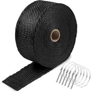 Exhaust Heat Wrap, 2x 50 Ft,Motorcycle Fiberglass Heat Shield Tape With Stainless Ties,Black