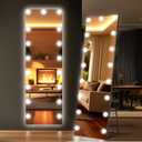 Kosmonia 56x18 Hollywood Full Length Mirror with Light, 17 Dimmable Bulbs & 3 Color Smart Touch Control, Distortion Free, Tempered Glass, Safe Full Body Mirrors with Stand