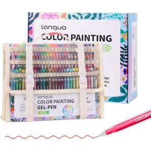 languo 168 PCS Gel Pens for Colouring, 162 Colors Gel Coloured Pens Set with Travel Case, Perfect Gel Pens for Adult Drawing Doodling Journaling, Art Supplies and DIY Crafts
