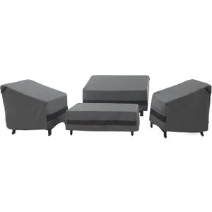 Loriano Patio Furniture Covers 4 Piece Set, Outdoor Waterproof, Heavy Duty 600D Lawn Patio Covers Grey-Black