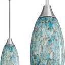 EDISHINE Pendant Light, Hand Blown Hanging Light Fixture, Adjustable Brushed Nickel Rods, Blue Glass Pendant Lighting for Kitchen Island, Sink, Bathroom, Dining Room