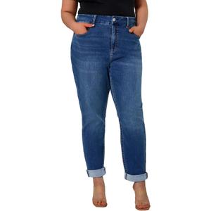Women's Plus Size Jeans High Rise Skinny Stretchy Jean with Pockets Tummy Control Denim Pants Trendy (Blue, XXL)