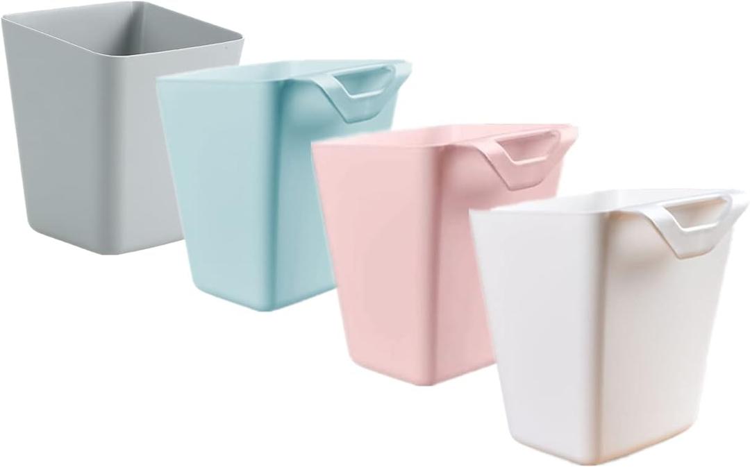 Rikyo 4 Pack Hanging Cup Holders,Trolley Basket Storage,Rolling Cart Accessories,4.75x4 Hanging Holder Storage Containers Hanging Buckets Hanging Bins,Make Up Pencil Holder(4 Colors)