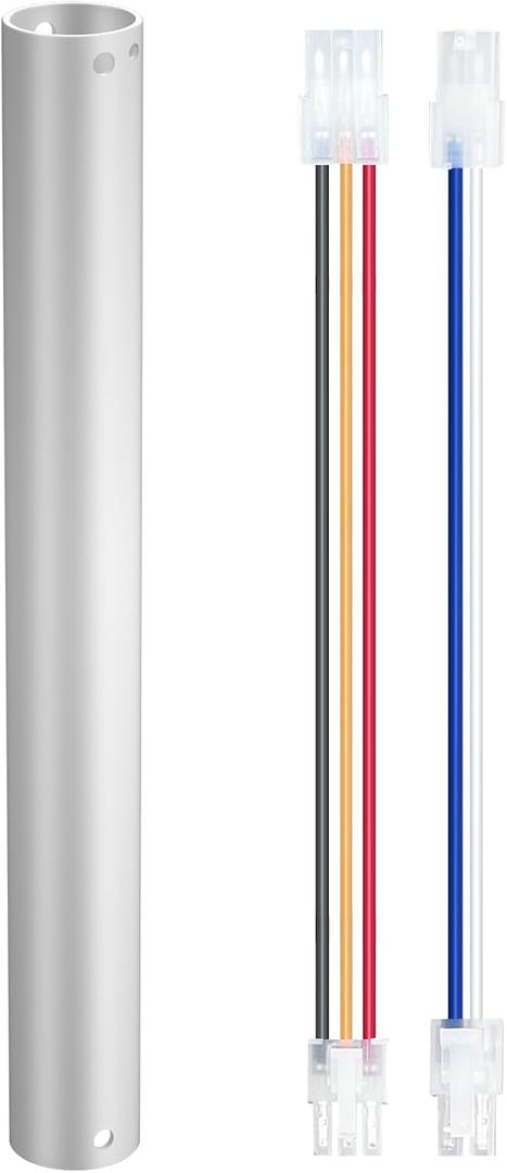 24 Inch Ceiling Fan Extension Downrod and Wires,Ceiling Fan Downrod,Ceiling Fans and Accessories Extension Downrod Replacement Parts,Polished Finish Matte White