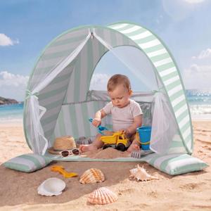 Pop Up Baby Beach Tent,UPF 50+ UV Sun Protection Portable Beach Tent for Baby Infant Toddler, Lightweight Sun Shelter with Ventilation Door Curtain,Outdoor Beach Travel Backyard, Green
