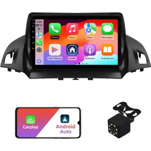 2+32G Android 12 Double Din Car Stereo for Ford Escape 2013-2016 with 9 Inch Touchscreen Radio Built-in Wireless Carplay/Android Auto/GPS/Bluetooth/FM/AUX-in/Steering Wheel Controls/Backup Camera