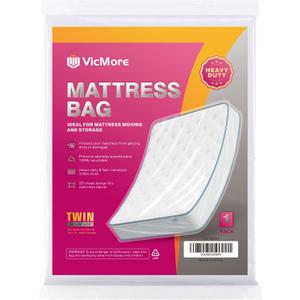 VICMORE Heavy-Duty Twin/Twin XL Mattress Bag for Moving & Storage – Waterproof, Tear-Resistant Plastic Mattress Protector Cover, Transparent & Easy-Fit