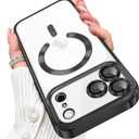 Designed for iPhone 17 Pro Case Magnetic, Compatible with Magsafe, Camera Control Button, Camera Lens Protector, Clear Soft TPU Plated Phone Case for iPhone 17 Pro, Black