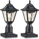 Solar Post Lights, Outdoor Solar Lamp Post Light with Motion Sensor, Dusk to Dawn Waterproof Aluminum Pillar Lamp with Pier Mount Base for Garden, Yard, Patio(2 Pack)