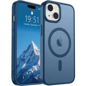 SUPFINE Magnetic for iPhone 15 Case (Compatible with MagSafe) (Military Grade Drop Protection) Slim Translucent Matte Shockproof with Anti-Fingerprint Phone Case,Deep Blue