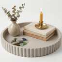 OAKOA Round Decorative Tray for Coffee Table Decor - Concrete Round Tray Home Decor - Bandejas Decorativas - Circle Coffee Table Centerpiece (Gray)