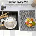 Silicone Sink Mat for Kitchen Countertops Kitchen Utensil Heat-Resistant Mat Silicone Dish Drain Mat Non-Slip Sink Mat Sloped Drainage Dish Drying Mat (Dark Gray)