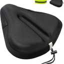 Gel Bike Seat Cover Padded Bicycle Saddle Covers for Women & Men, Most Comfortable Exercise Bike Seat Cushion Cover, Soft for Spin Indoor Outdoor Cycling Class Mountain Stationary Bikes (Black-Wide)