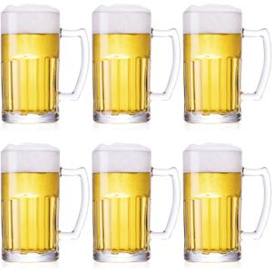 6 Pack Heavy Beer Mugs, Large Beer Glasses with Handle, 20 Ounce Glass Steins, Classic Beer Mug glasses Set